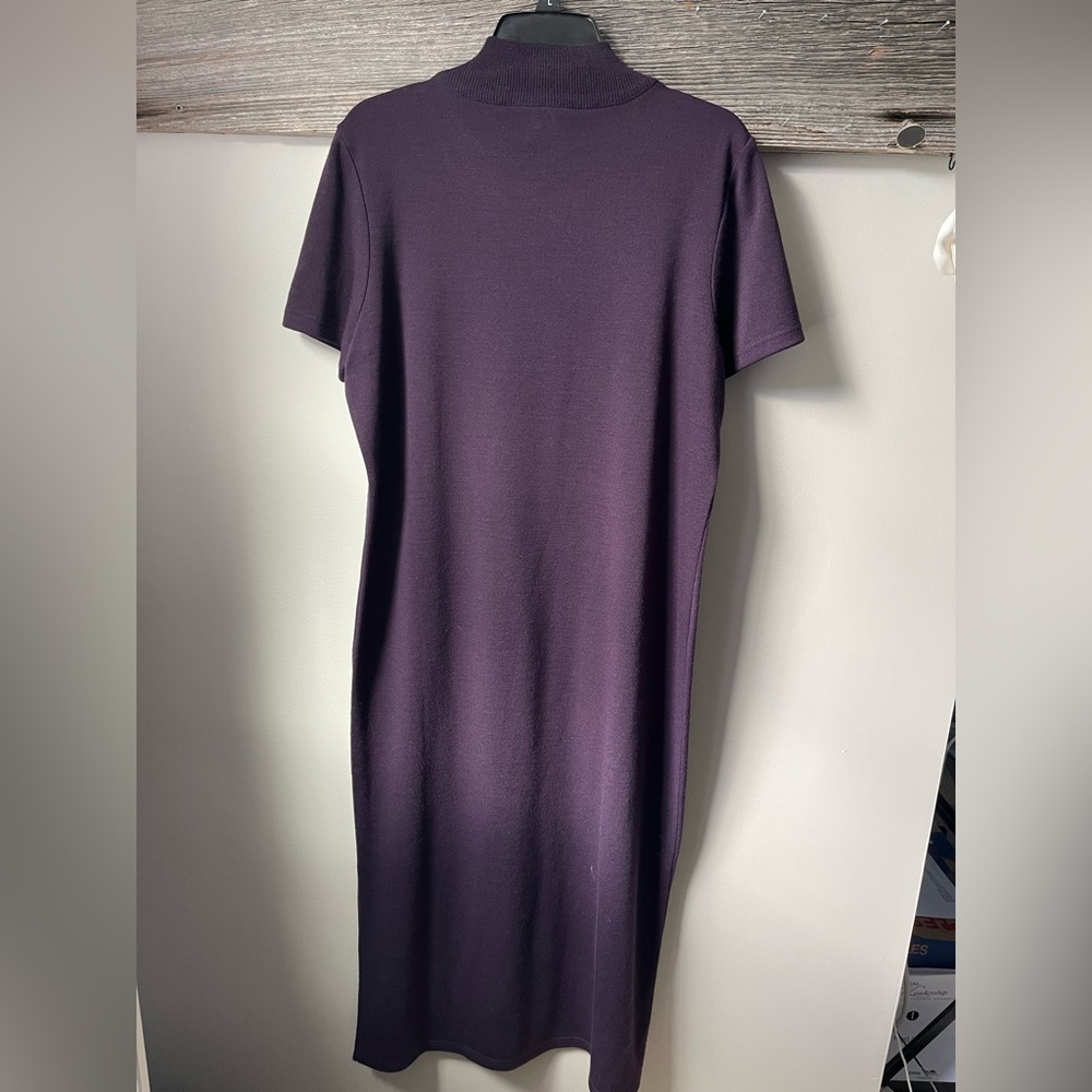 Purple Mock Neck Long Sleeve Sheath Dress for Cocktail Events - Picture 4 of 10